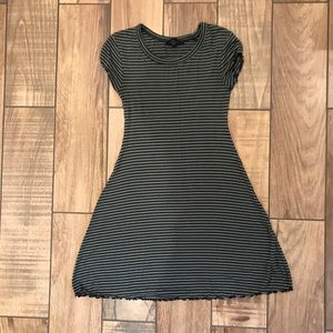 Forever 21 Green and Black Striped Dress Small